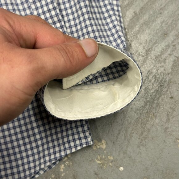 Ermenegildo Zegna Dress Shirt Check Textured Cotton Long Sleeve 15.5 Medium - Picture 5 of 10